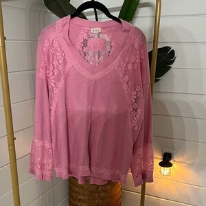POL Soft Pink Lace Sweater